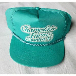 Champlain Farms Swanton,VT Snapback Zip Back Teal Rope 80s 90s Men